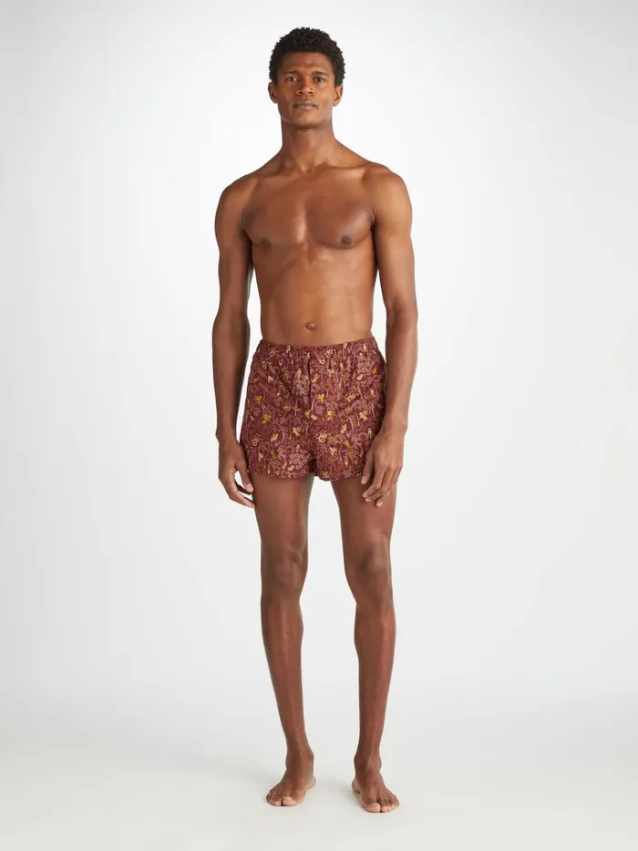Modern Fit Boxer Shorts Men Derek Rose Modern Fit Boxers Ledbury 74 Cotton Batiste Burgundy
