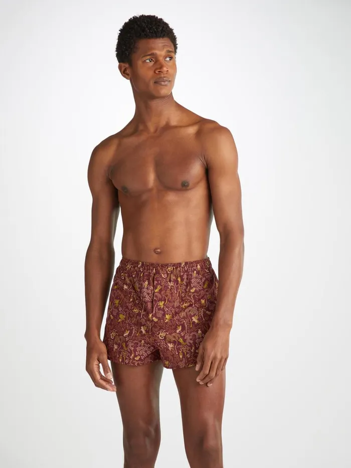 Modern Fit Boxer Shorts Men Derek Rose Modern Fit Boxers Ledbury 74 Cotton Batiste Burgundy