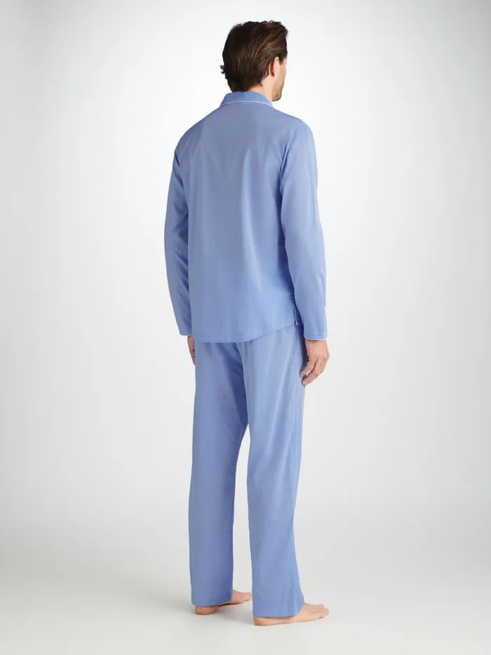 Modern Fit Pajamas Men Derek Rose Modern Fit Pajamas Amalfi Cotton Batiste Blue