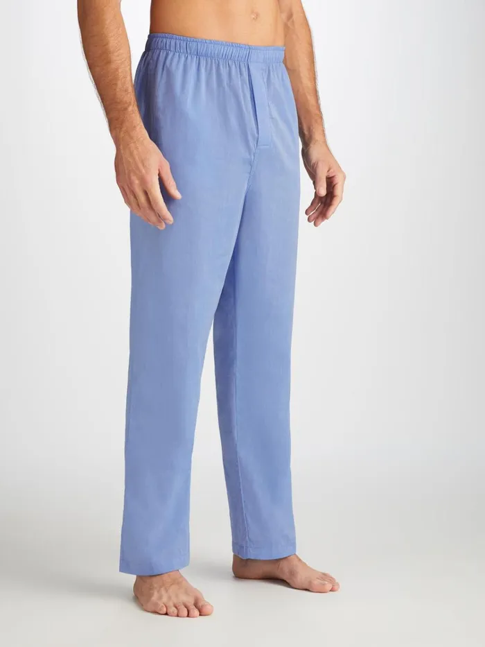 Modern Fit Pajamas Men Derek Rose Modern Fit Pajamas Amalfi Cotton Batiste Blue