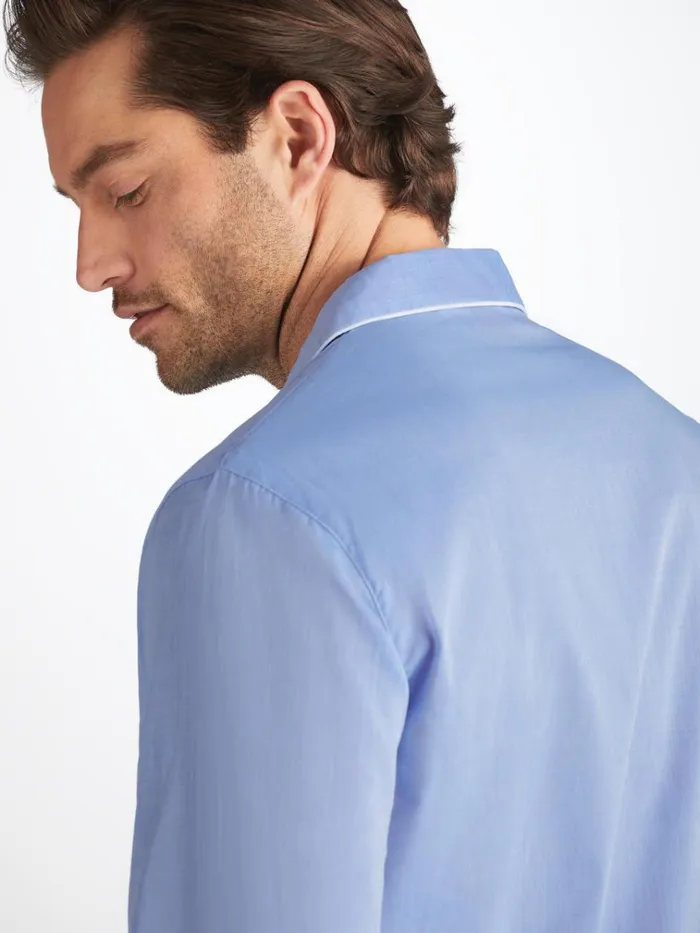 Modern Fit Pajamas Men Derek Rose Modern Fit Pajamas Amalfi Cotton Batiste Blue