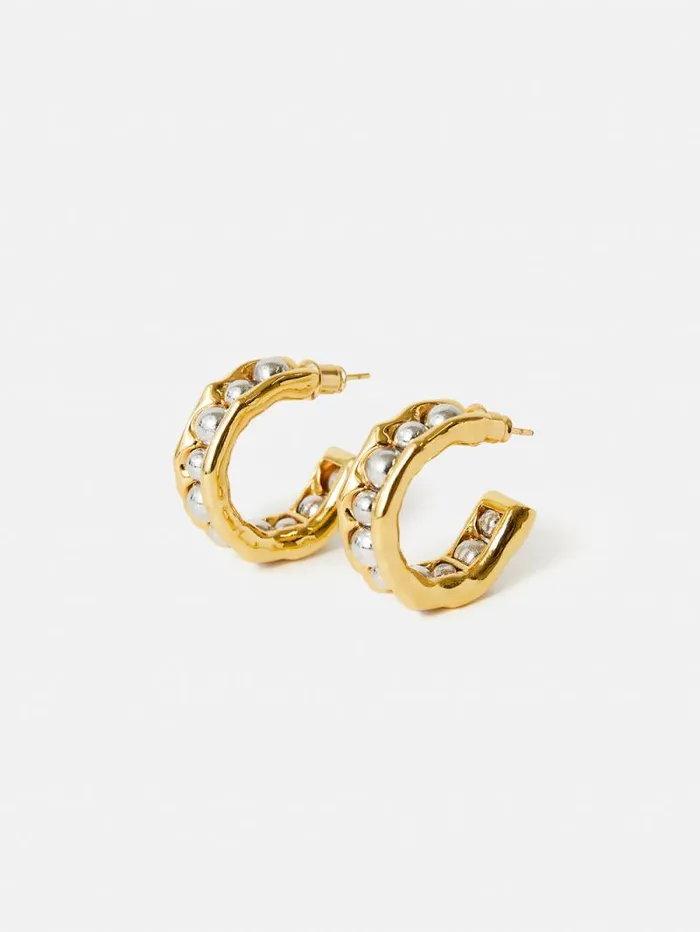 Molten Bead Hoop Earring Multi Women Jigsaw Party