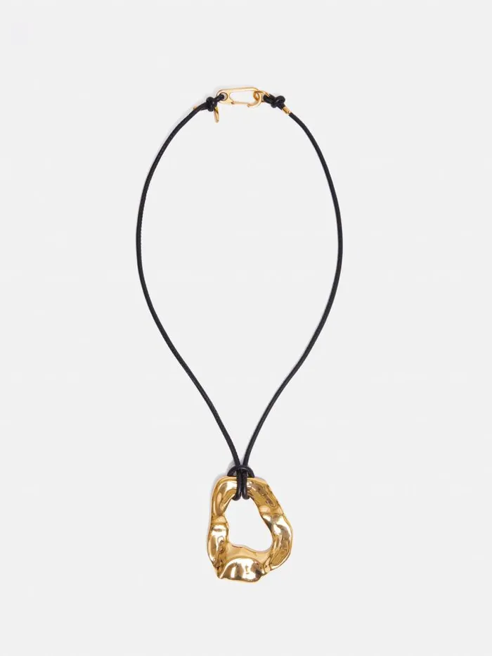 Molten Loop Leather Necklace Gold Women Jigsaw Party