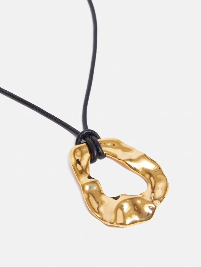 Molten Loop Leather Necklace Gold Women Jigsaw Party
