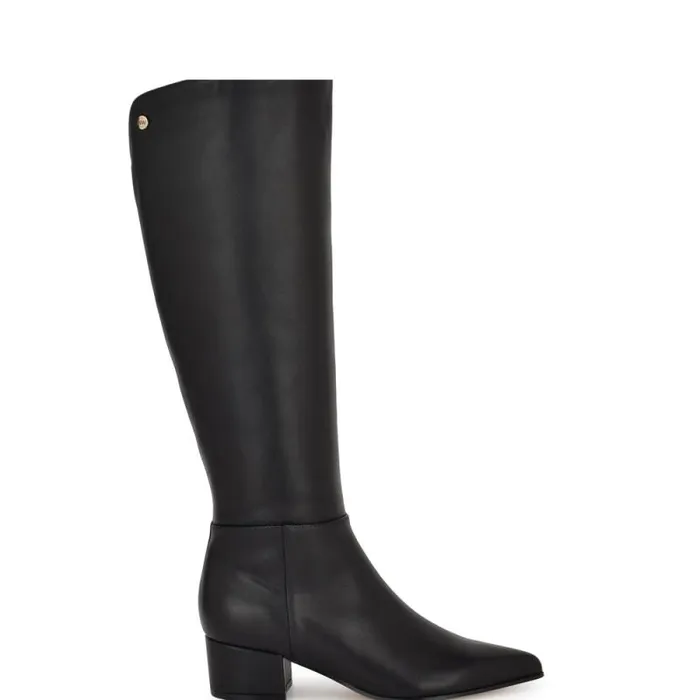 Morgin Knee High Dress Boots Black Leather Women Nine West Boots and Booties