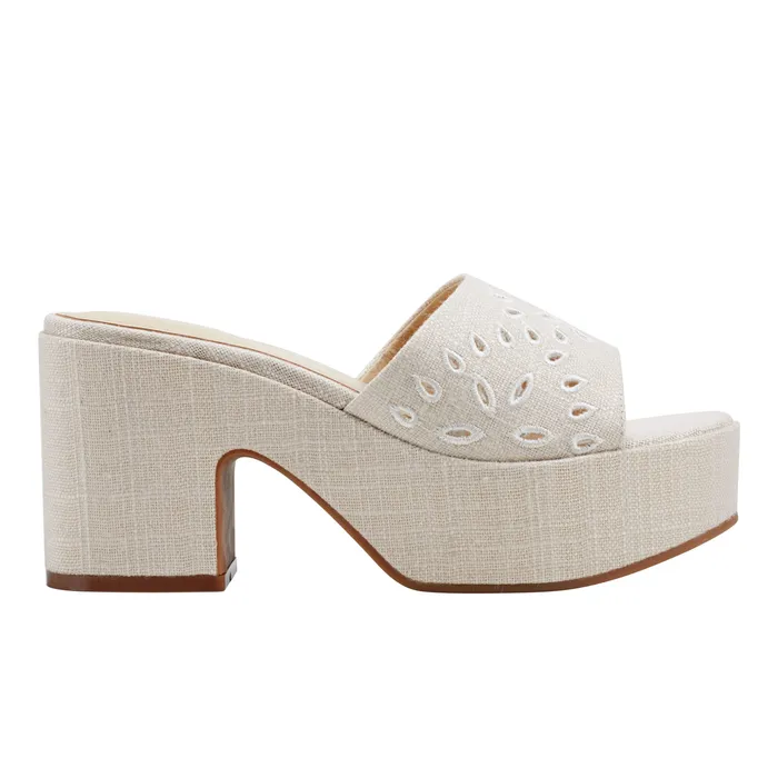 Mules and Slides Marc Fisher Women Foreva Platform Slide Sandal Light Natural