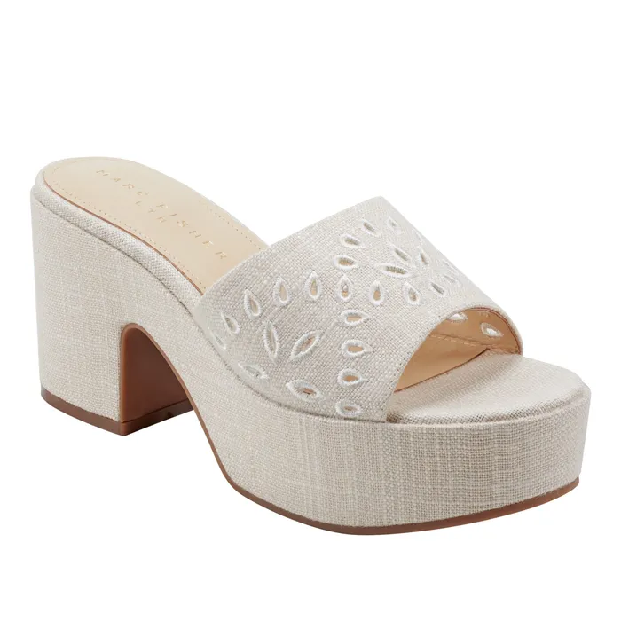Mules and Slides Marc Fisher Women Foreva Platform Slide Sandal Light Natural