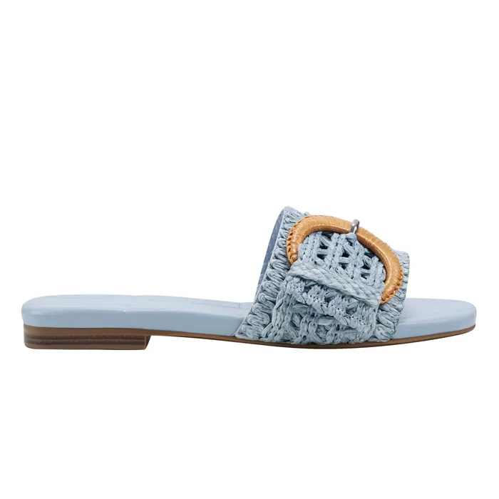 Mules and Slides Marc Fisher Women Loree Flat Slide Sandal Light Blue