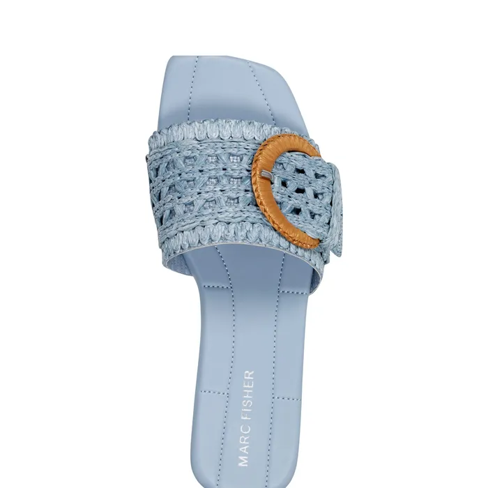 Mules and Slides Marc Fisher Women Loree Flat Slide Sandal Light Blue