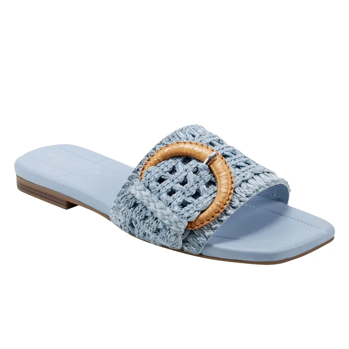 Mules and Slides Marc Fisher Women Loree Flat Slide Sandal Light Blue
