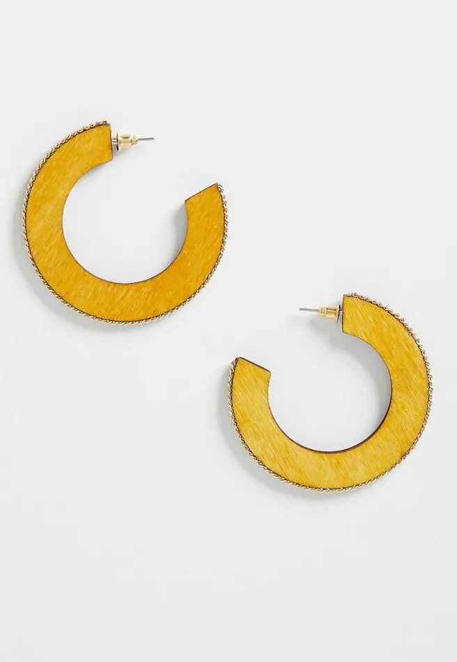 Mustard Wood Hoop Earrings Women Maurices Jewelry