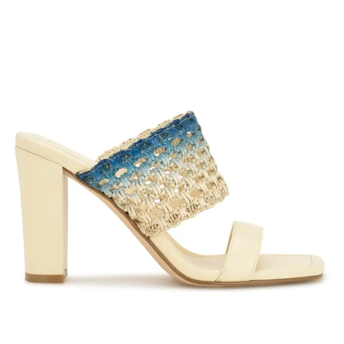 Mylas Heeled Slide Sandals Cream Blue Ombre Women Nine West Sandals
