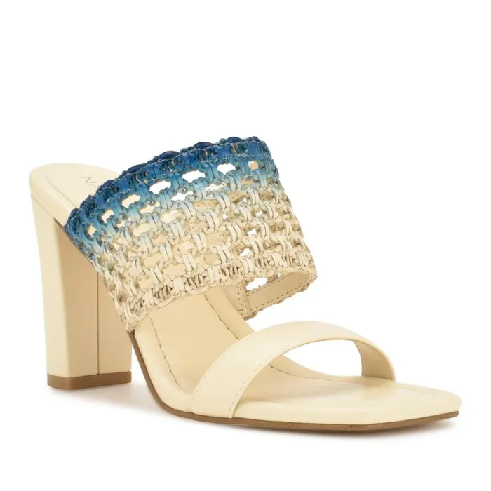 Mylas Heeled Slide Sandals Cream Blue Ombre Women Nine West Sandals