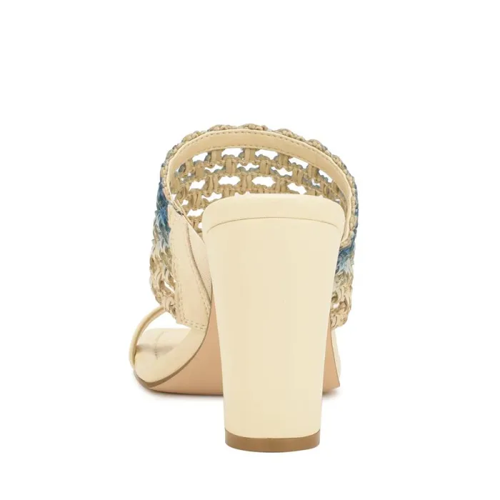 Mylas Heeled Slide Sandals Cream Blue Ombre Women Nine West Sandals