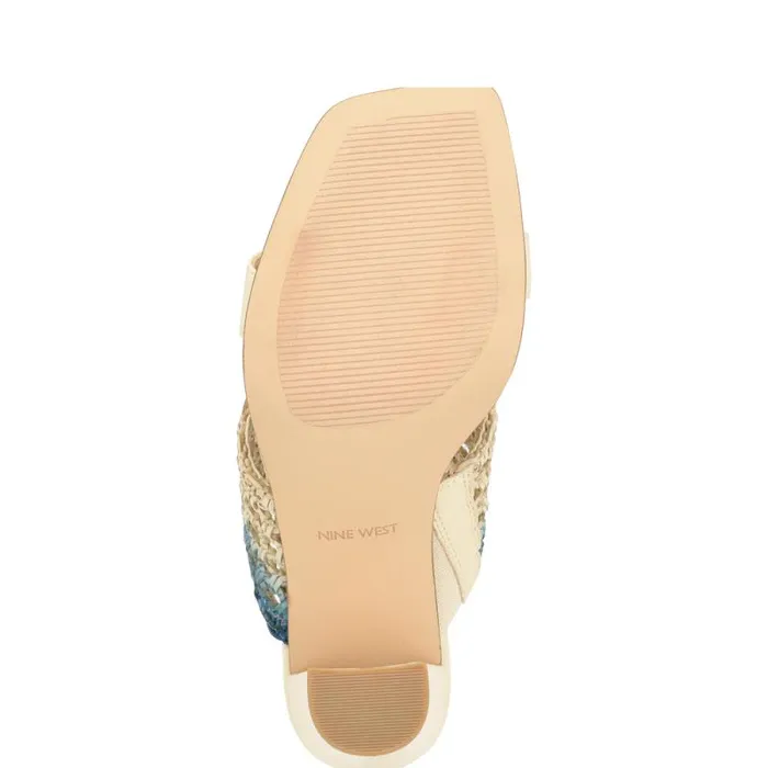Mylas Heeled Slide Sandals Cream Blue Ombre Women Nine West Sandals