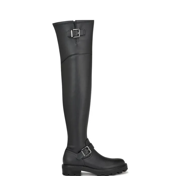 Nans Lug Sole Over The Knee Boots Black Women Nine West Boots and Booties