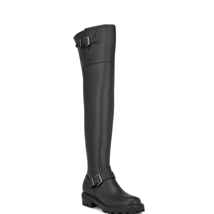 Nans Lug Sole Over The Knee Boots Black Women Nine West Boots and Booties