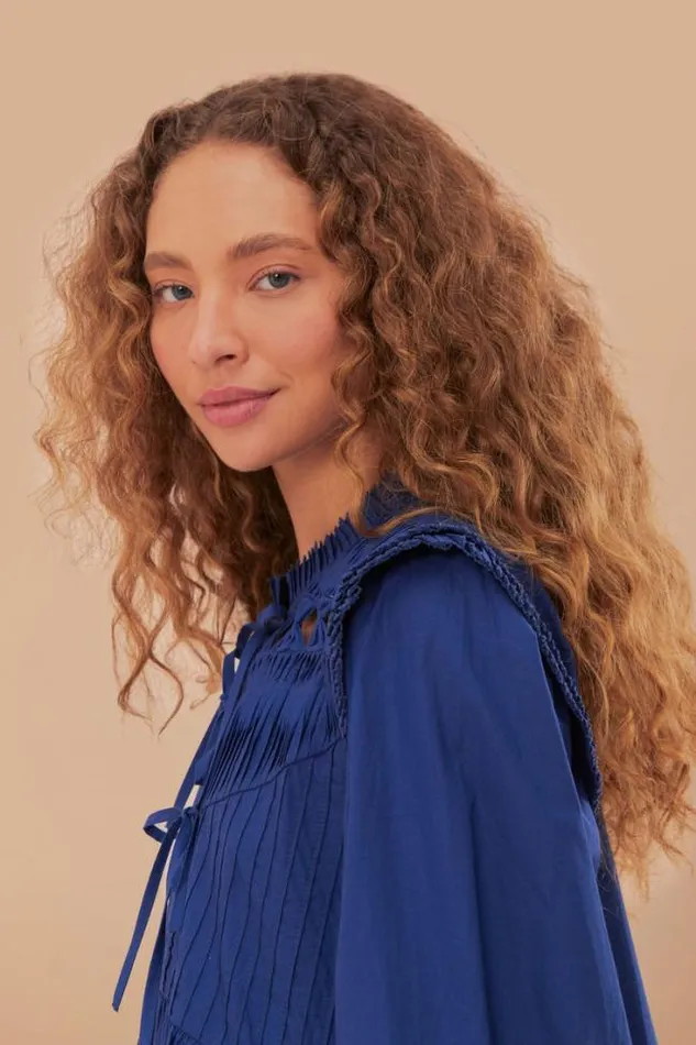 Navy Blue Open Yoke Mini Dress Women FARM Rio Mini Dresses