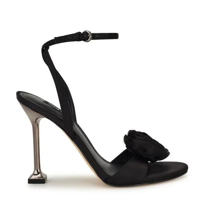 Neve Rosette Ankle Strap Sandals Black Women Nine West Sandals