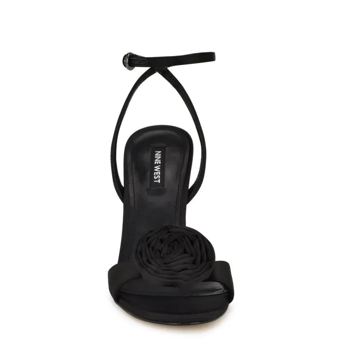 Neve Rosette Ankle Strap Sandals Black Women Nine West Sandals