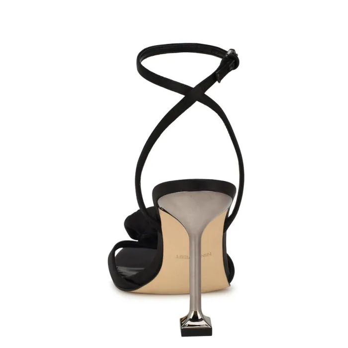 Neve Rosette Ankle Strap Sandals Black Women Nine West Sandals