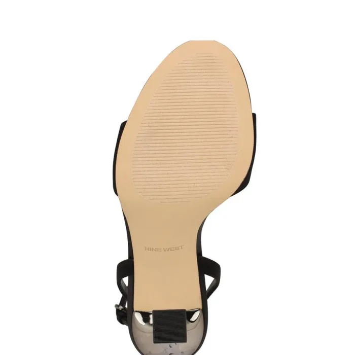 Neve Rosette Ankle Strap Sandals Black Women Nine West Sandals