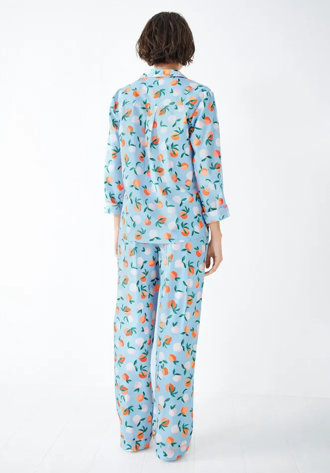 Nightwear Women Hush Isla Printed Cotton Pyjamas Apricots Blueorange