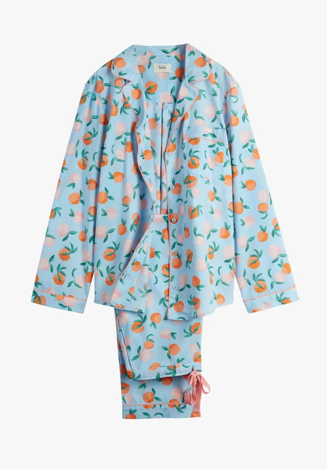 Nightwear Women Hush Isla Printed Cotton Pyjamas Apricots Blueorange