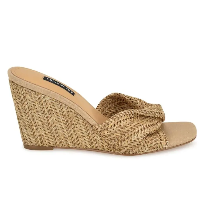 Nikhil Twist Wedge Sandals Natural Raffia Women Nine West Sandals