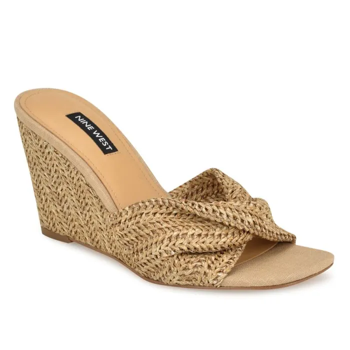 Nikhil Twist Wedge Sandals Natural Raffia Women Nine West Sandals Nikhil Twist Wedge Sandals Natural Raffia Women Nine West Sandals