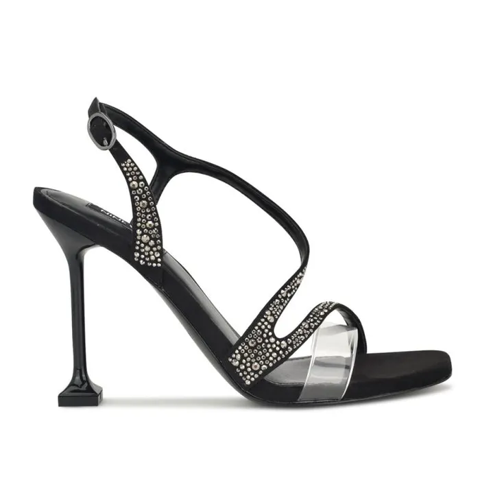 Nines Strappy Heeled Sandals Black Crystal Women Nine West Sandals