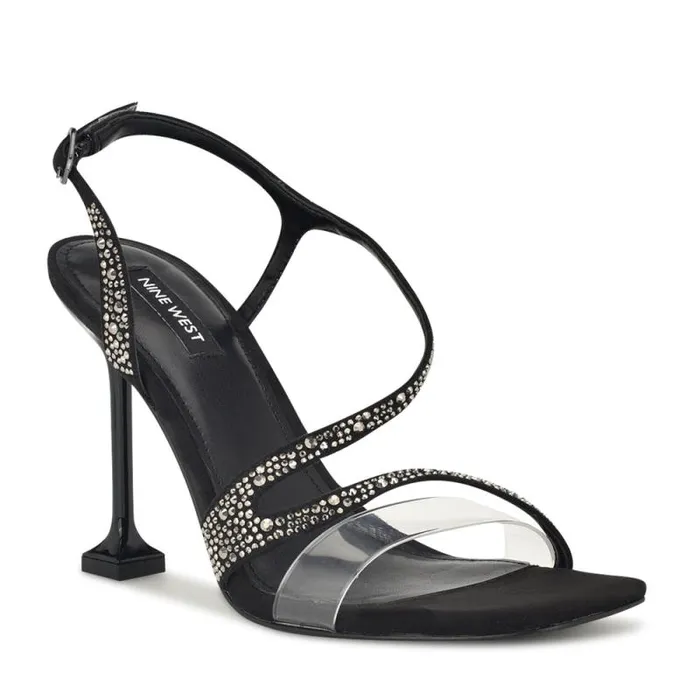 Nines Strappy Heeled Sandals Black Crystal Women Nine West Sandals Nines Strappy Heeled Sandals Black Crystal Women Nine West Sandals