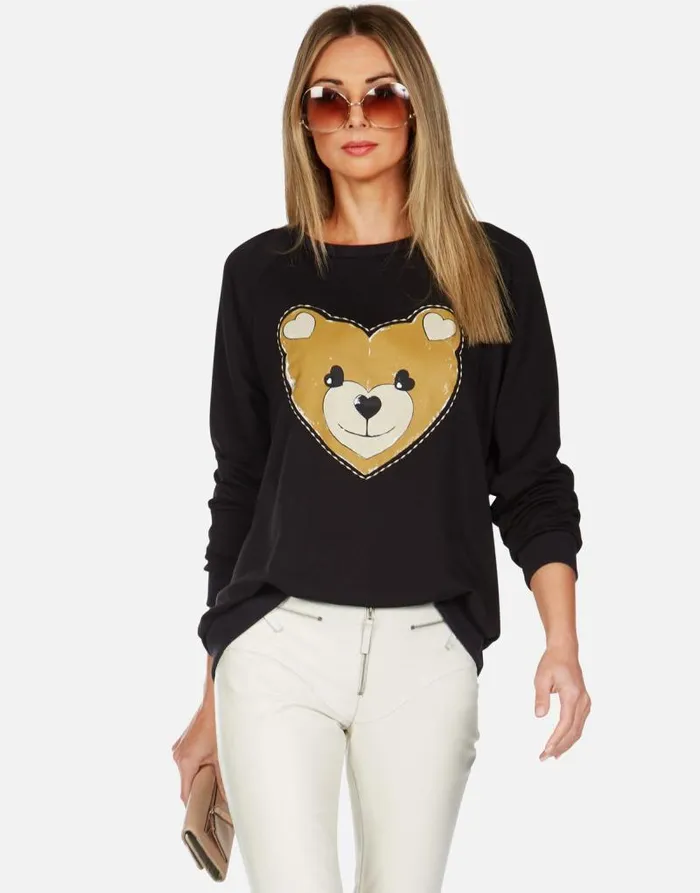 Noleta Heart Teddy Black Women Lauren Moshi Long Sleeve