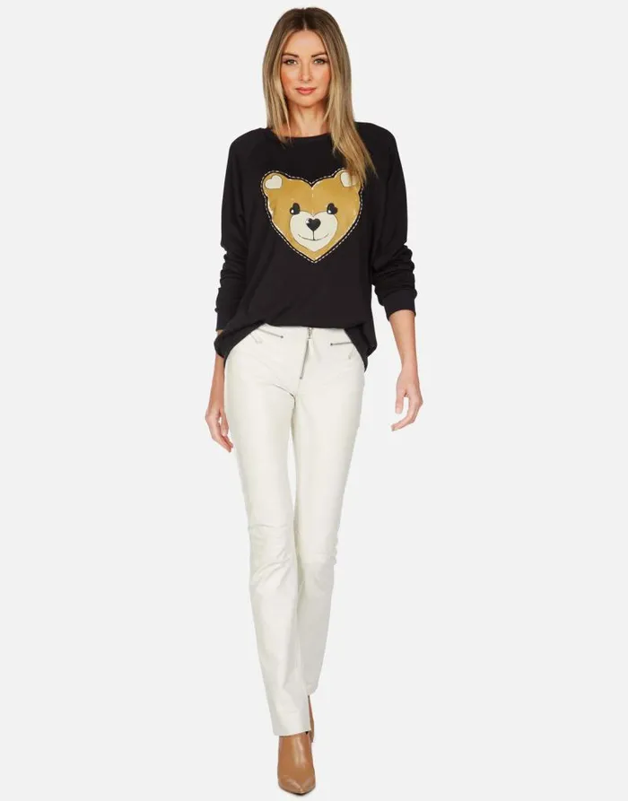 Noleta Heart Teddy Black Women Lauren Moshi Long Sleeve
