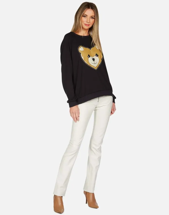 Noleta Heart Teddy Black Women Lauren Moshi Long Sleeve