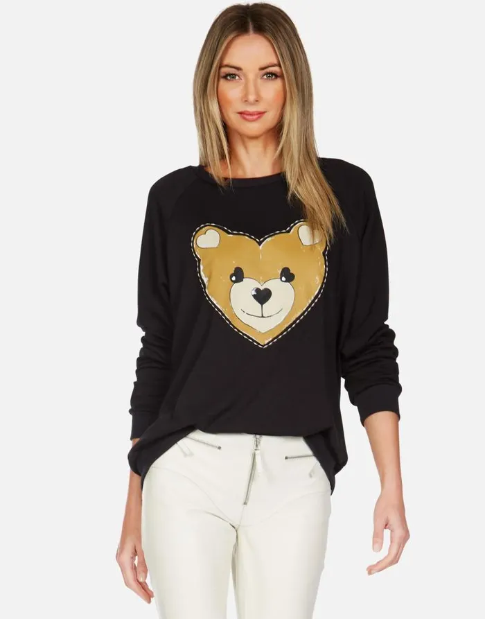 Noleta Heart Teddy Black Women Lauren Moshi Long Sleeve