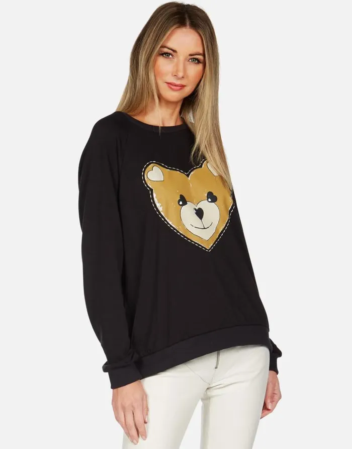 Noleta Heart Teddy Black Women Lauren Moshi Long Sleeve
