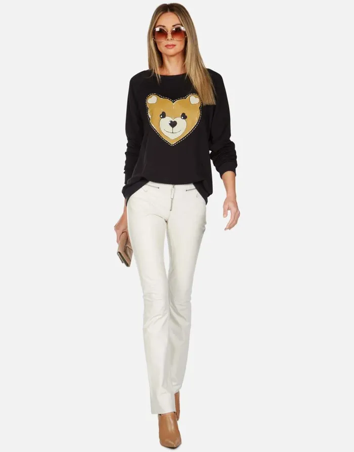 Noleta Heart Teddy Black Women Lauren Moshi Long Sleeve