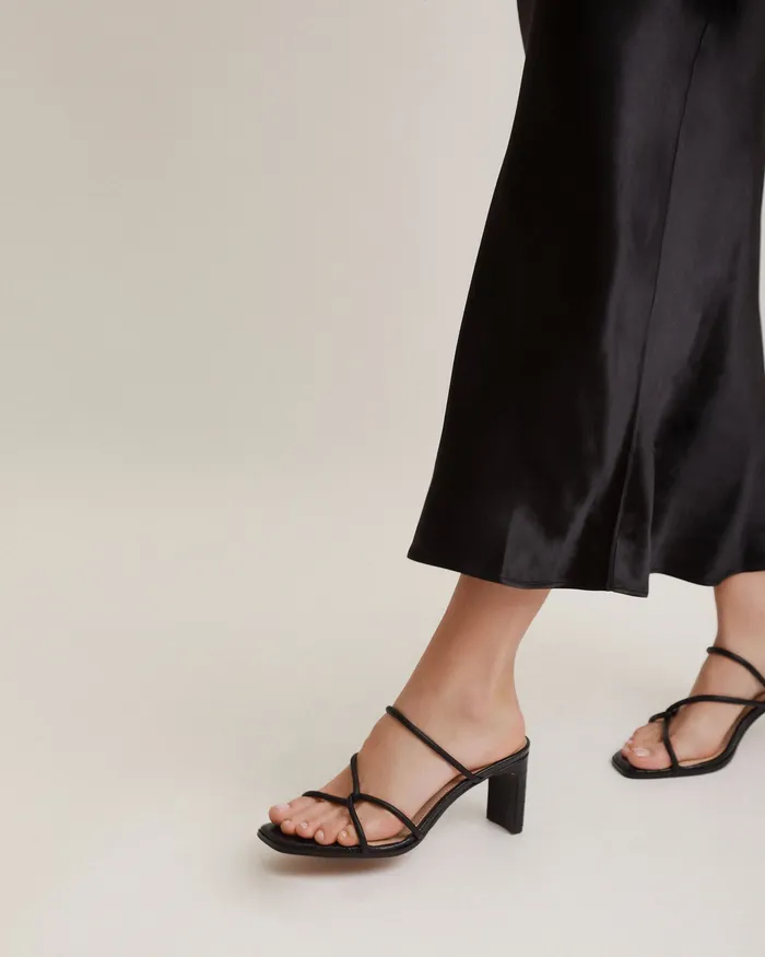 Novi mid heel sandals black leather Women MID HEELS jomercer Novi mid heel sandals black leather Women MID HEELS jomercer