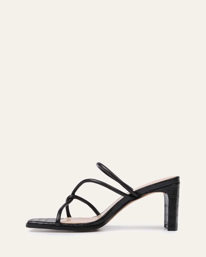Novi mid heel sandals black leather Women MID HEELS jomercer Novi mid heel sandals black leather Women MID HEELS jomercer