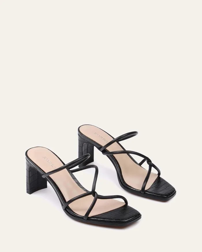 Novi mid heel sandals black leather Women MID HEELS jomercer Novi mid heel sandals black leather Women MID HEELS jomercer