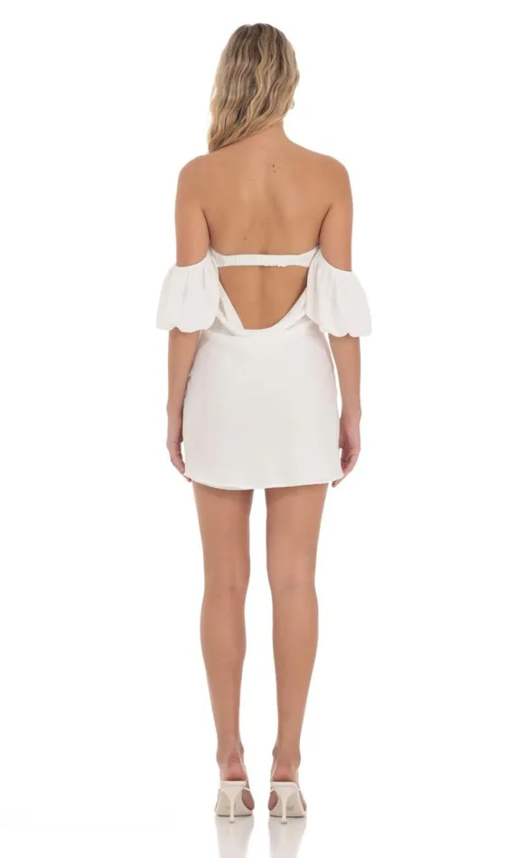 Off Shoulder Puff Sleeve Dress White Women LUCY IN THE SKY Mini Dresses Off Shoulder Puff Sleeve Dress White Women LUCY IN THE SKY Mini Dresses