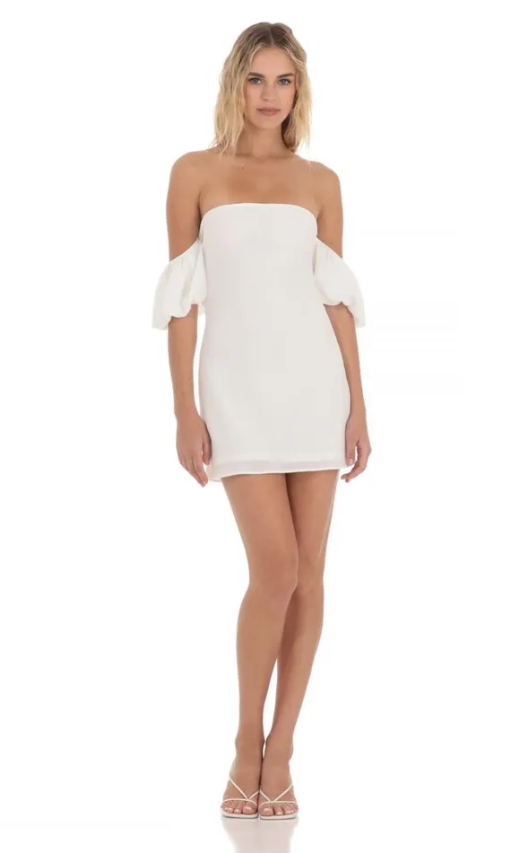 Off Shoulder Puff Sleeve Dress White Women LUCY IN THE SKY Mini Dresses Off Shoulder Puff Sleeve Dress White Women LUCY IN THE SKY Mini Dresses