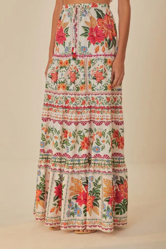 OffWhite Bloom Garden Maxi Skirt Women FARM Rio Skirts