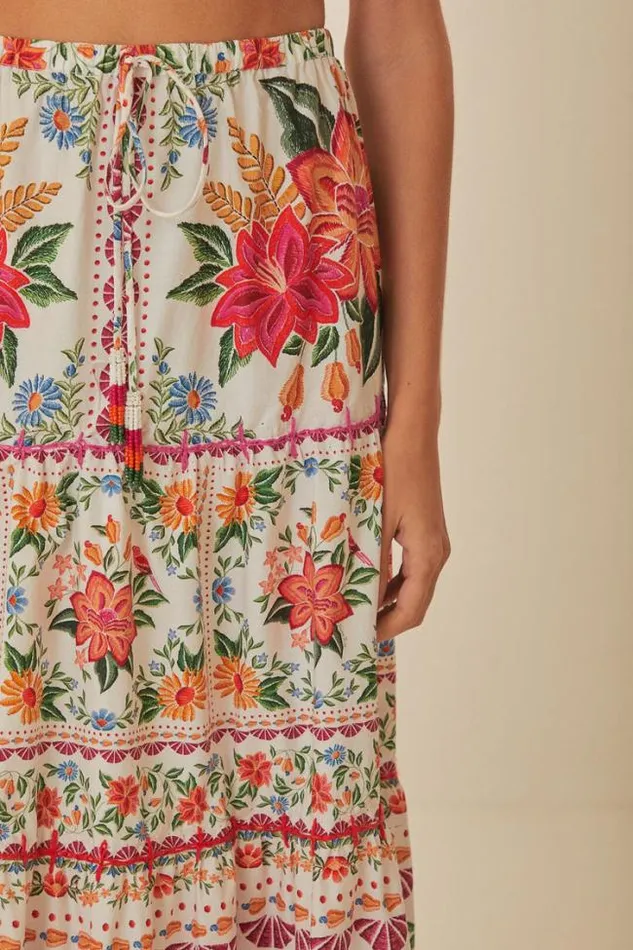 OffWhite Bloom Garden Maxi Skirt Women FARM Rio Skirts