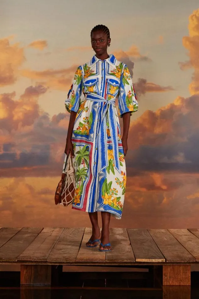OffWhite Tropical Destination Midi Dress Women FARM Rio Midi Dresses