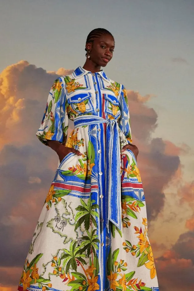 OffWhite Tropical Destination Midi Dress Women FARM Rio Midi Dresses