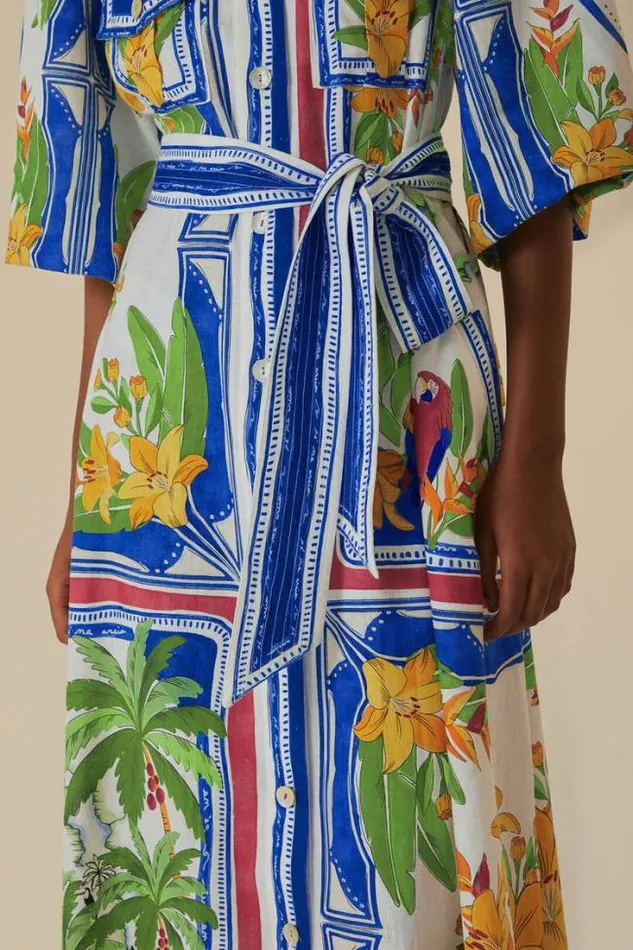 OffWhite Tropical Destination Midi Dress Women FARM Rio Midi Dresses