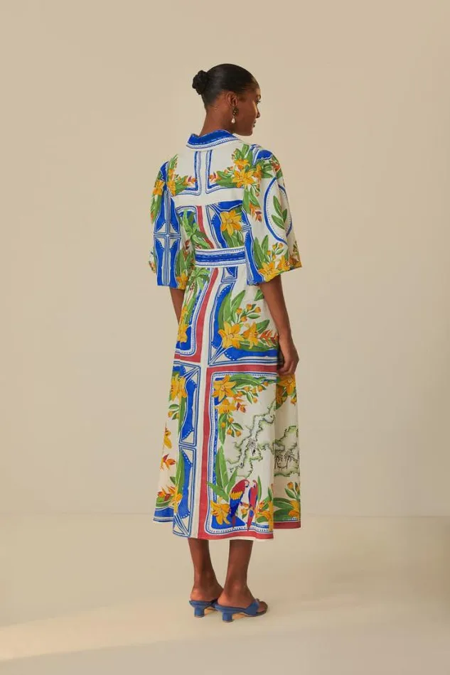 OffWhite Tropical Destination Midi Dress Women FARM Rio Midi Dresses
