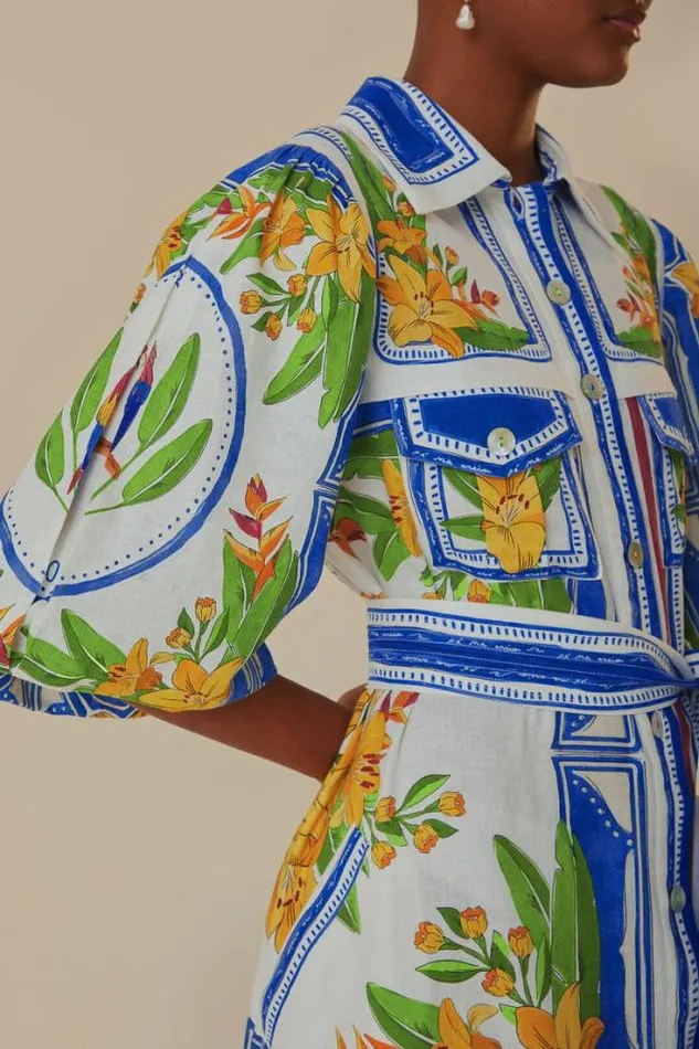 OffWhite Tropical Destination Midi Dress Women FARM Rio Midi Dresses